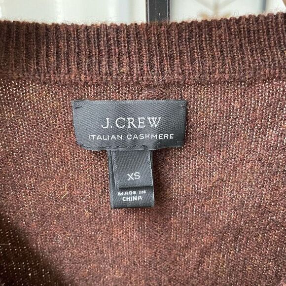 J.Crew Men’s 100% Italian Cashmere Brown Vneck Sweater XS - Picture 5 of 5